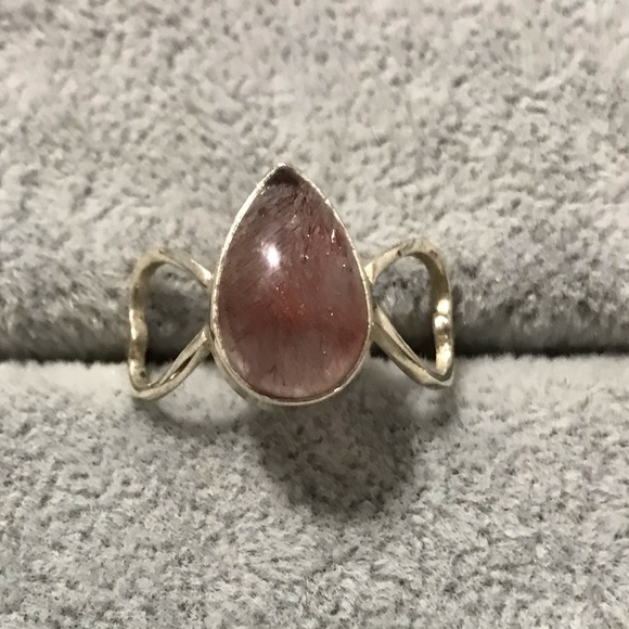 NWOT Sterling Silver Lepidocrosite Teardrop Heart Band Ring Size 9 Crystal Gem - Picture 9 of 15